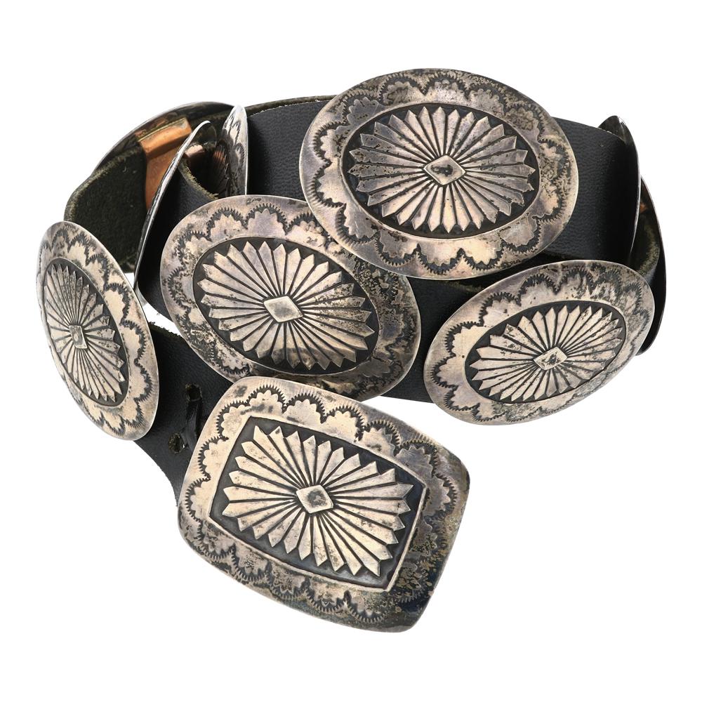 Vintage Navajo Plain Silver Concho Belt (1 of 3)