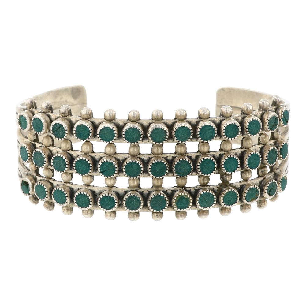 Vintage Bell Trading Post Fox Turquoise Three Row Cuff Bracelet (1 of 4)