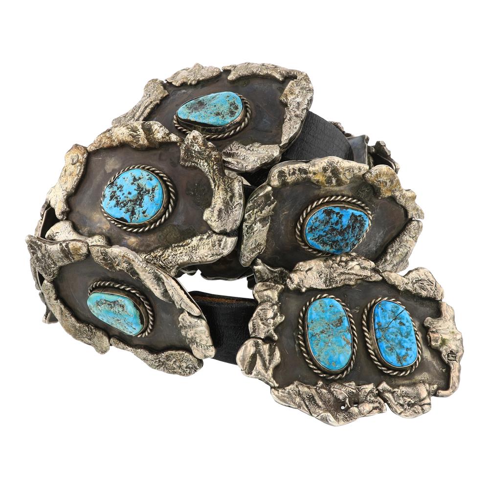 Vintage Navajo Kingman Turquoise Concho belt (1 of 3)