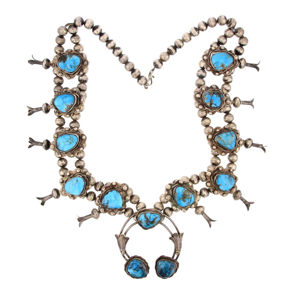 Old Pawn Ithaca Peak Turquoise Squash Blossom Necklace (1 of 3)