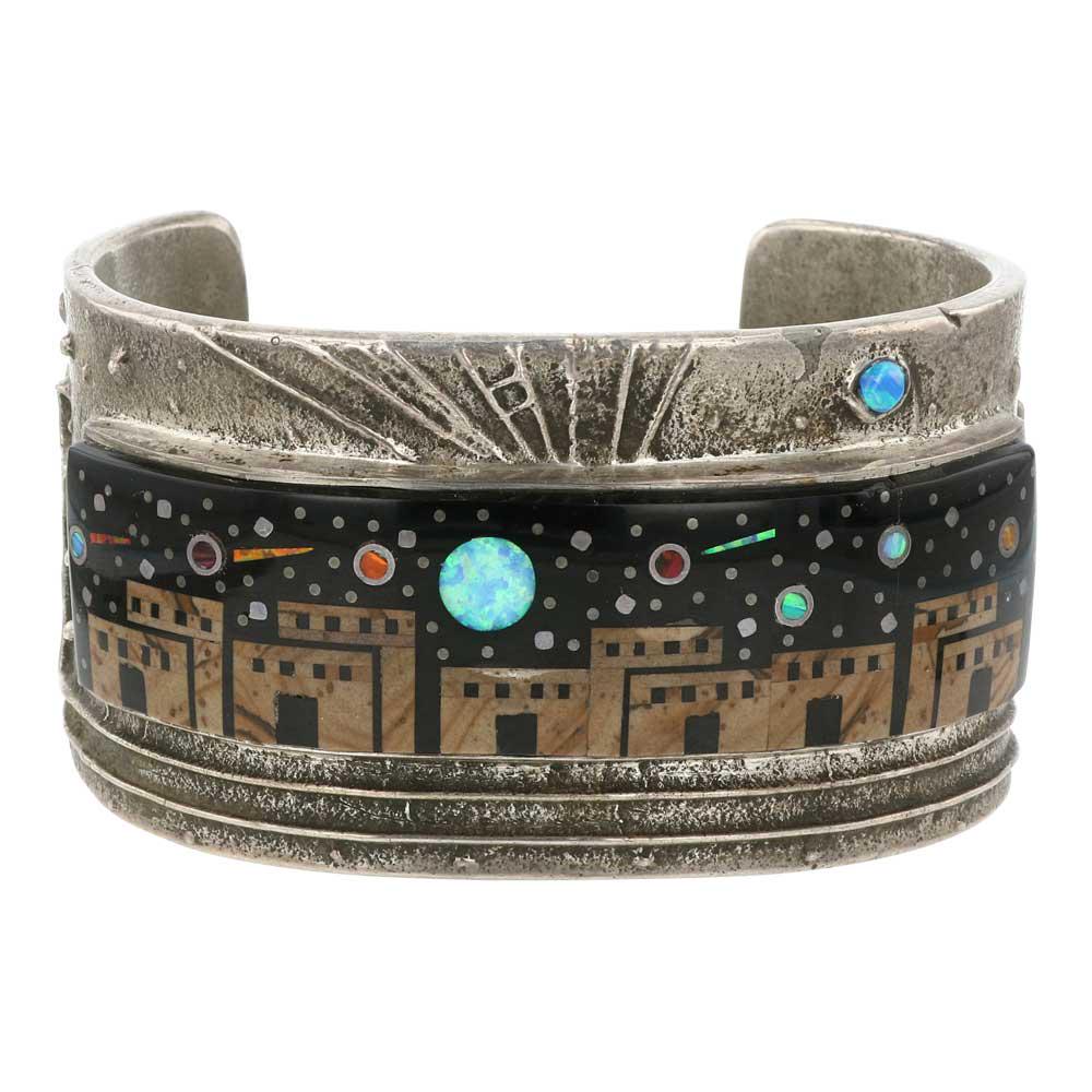 Navajo Tufa Cast Night Sky Micro Inlay Cuff Bracelet (1 of 4)
