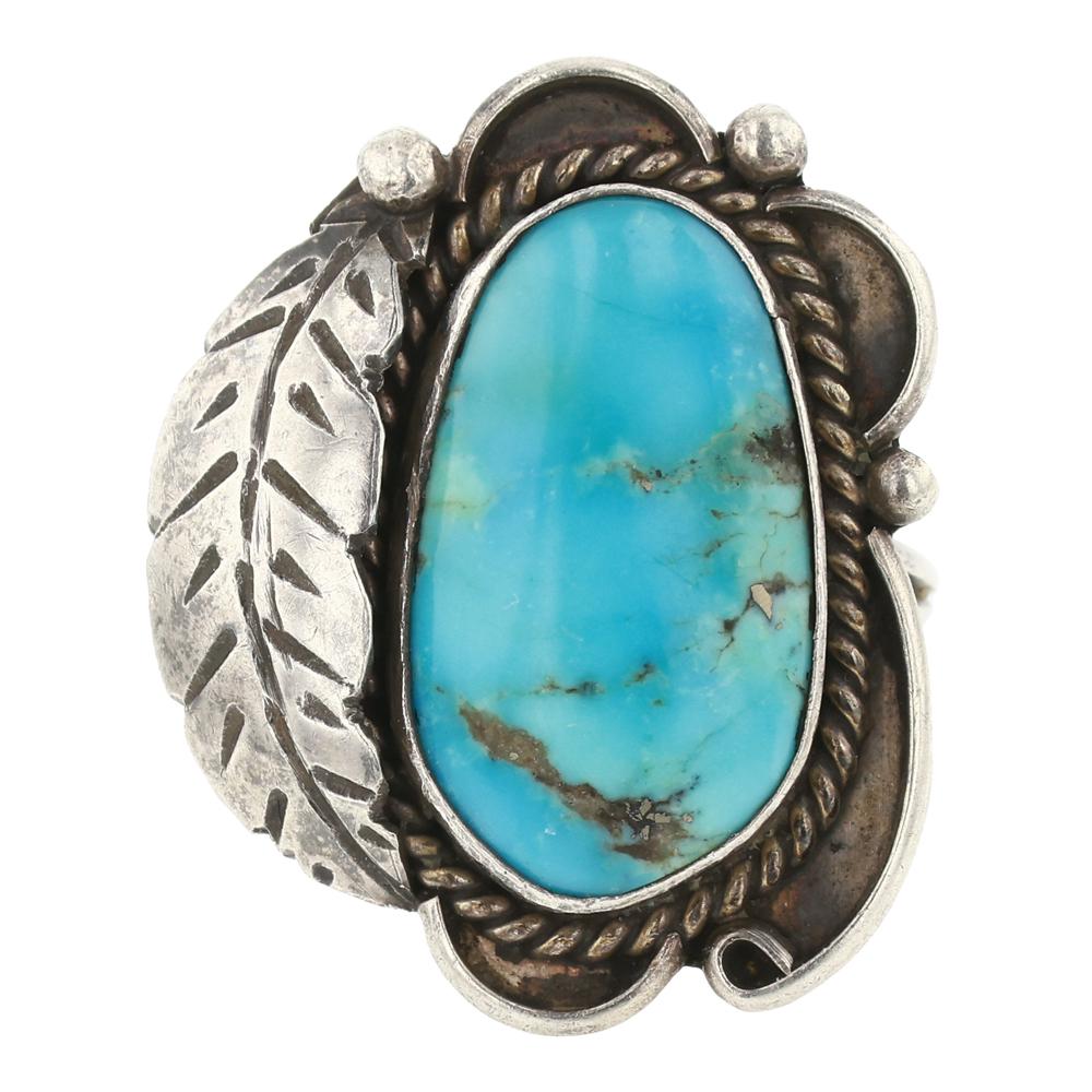Navajo Blue Ridge Turquoise Freeform Ring (1 of 3)