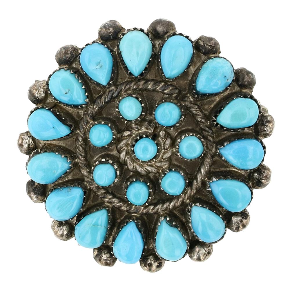 Vintage Zuni Sleeping Beauty Turquoise Cluster Pin (1 of 2)