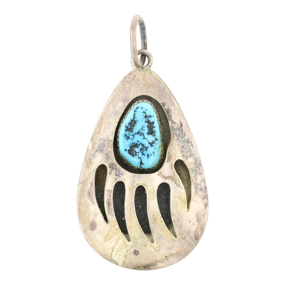 Vintage Kingman Nugget Turquoise Bear Paw Pendant (1 of 2)