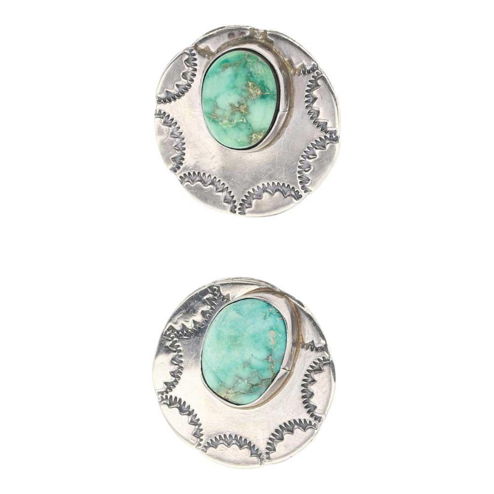 Nevada Turquoise Stamp work Cuff Links (1 of 2)