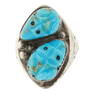 Vintage Navajo Turquoise Carved Frogs Ring