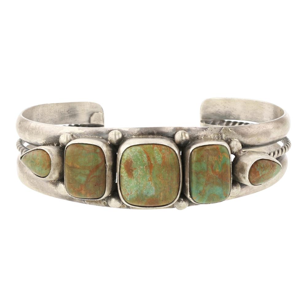 Bobby Johnson Menassa Turquoise Graduated Cuff Bracelet (1 of 3)