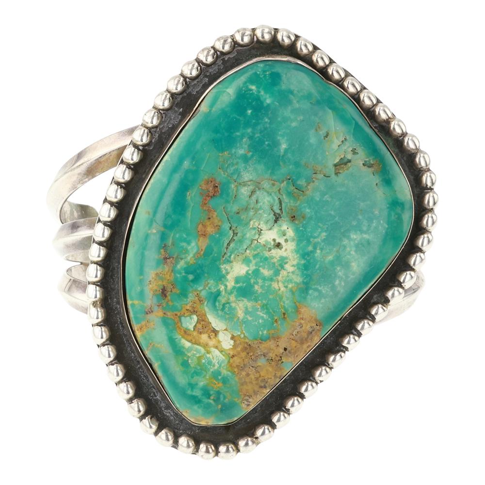 Vintage Menassa Turquoise Freeform Large Stone Cuff Bracelet (1 of 4)