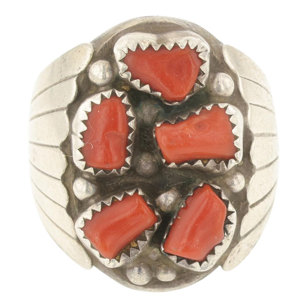 Navajo Mediterranean Branch Coral Men's Ring (1 of 4)