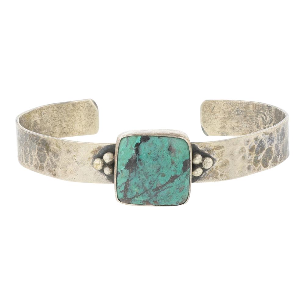 Randall Endito Turquoise Hammered Cuff Bracelet (1 of 4)