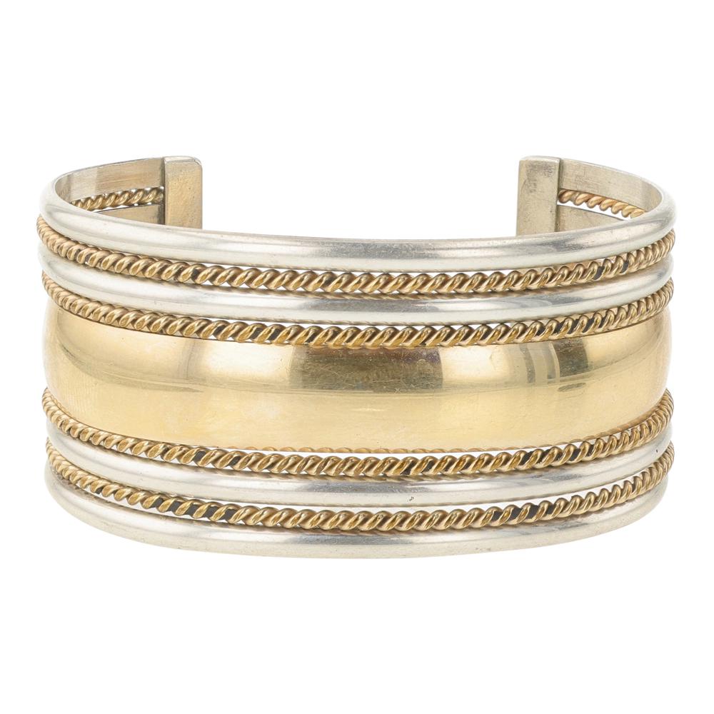 Navajo Sterling Silver & 12K Gold Fill Wide Cuff Bracelet (1 of 5)