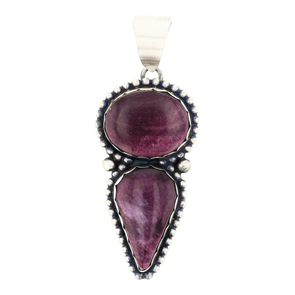 Randy Billy Spiny Oyster Pendant: Sterling Silver | Genuine Spiny Oyster | Randy Billy Spiny Oyster Pendant | Navajo Native American Southwest Indian Jewelry | Approximate Weight: 22 Grams | Dimensions: Pendant: 1" x 2.75" | Signed: R