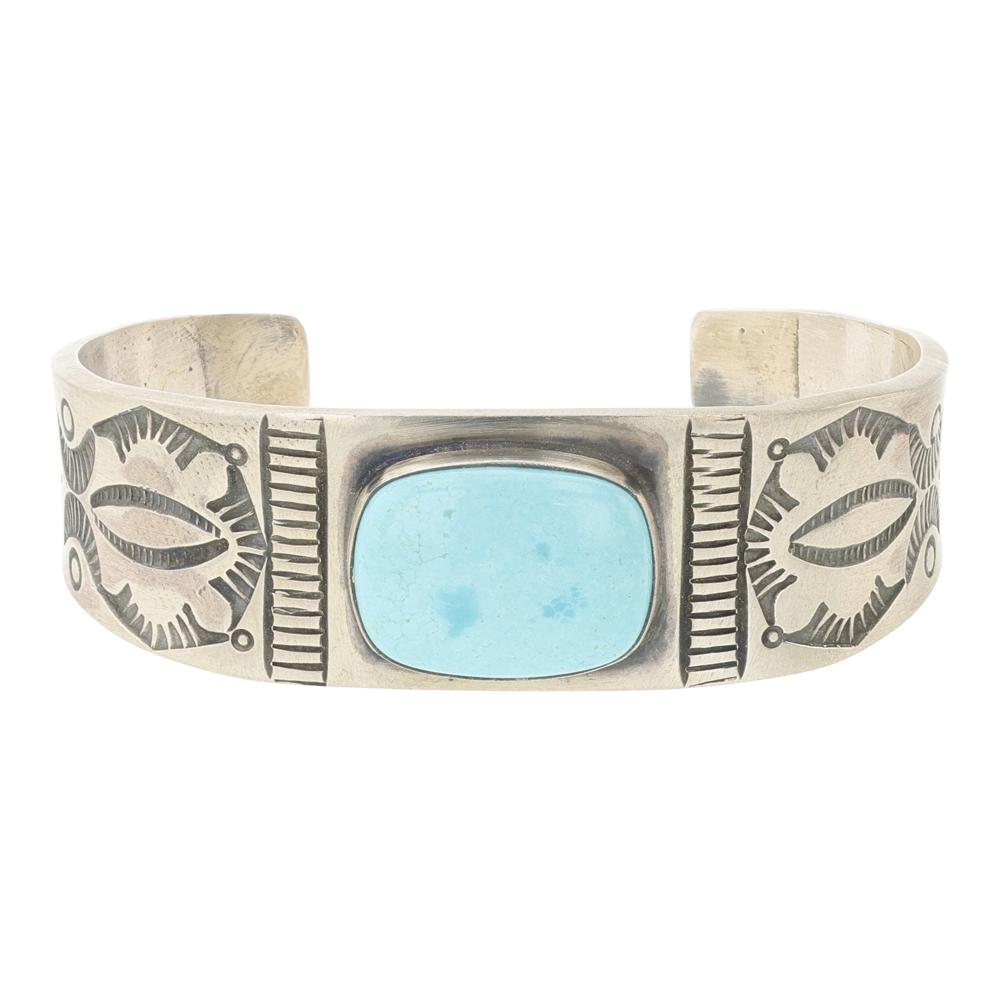 Danny Clark Kingman Turquoise Stamp Cuff Bracelet (1 of 4)