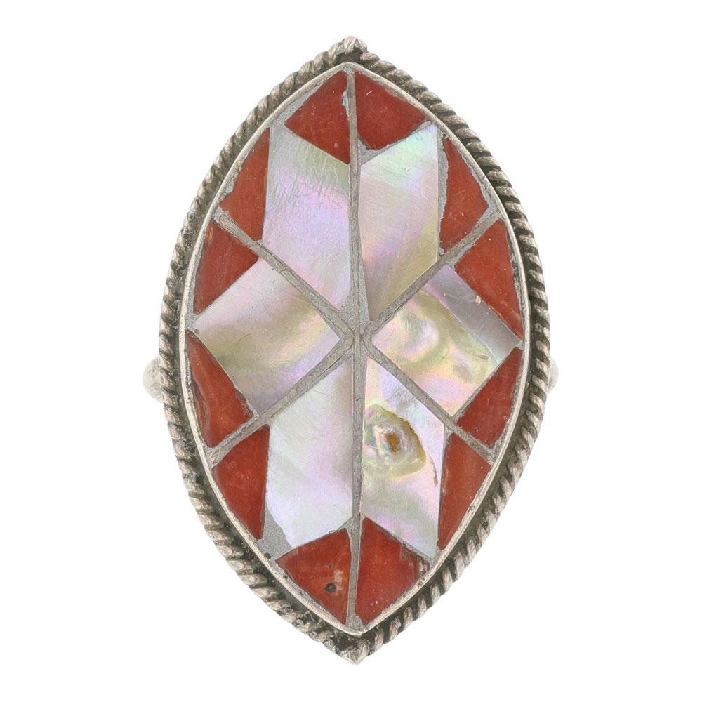 Zuni Inlay Coral & Pink Mussel Shell (1 of 3)