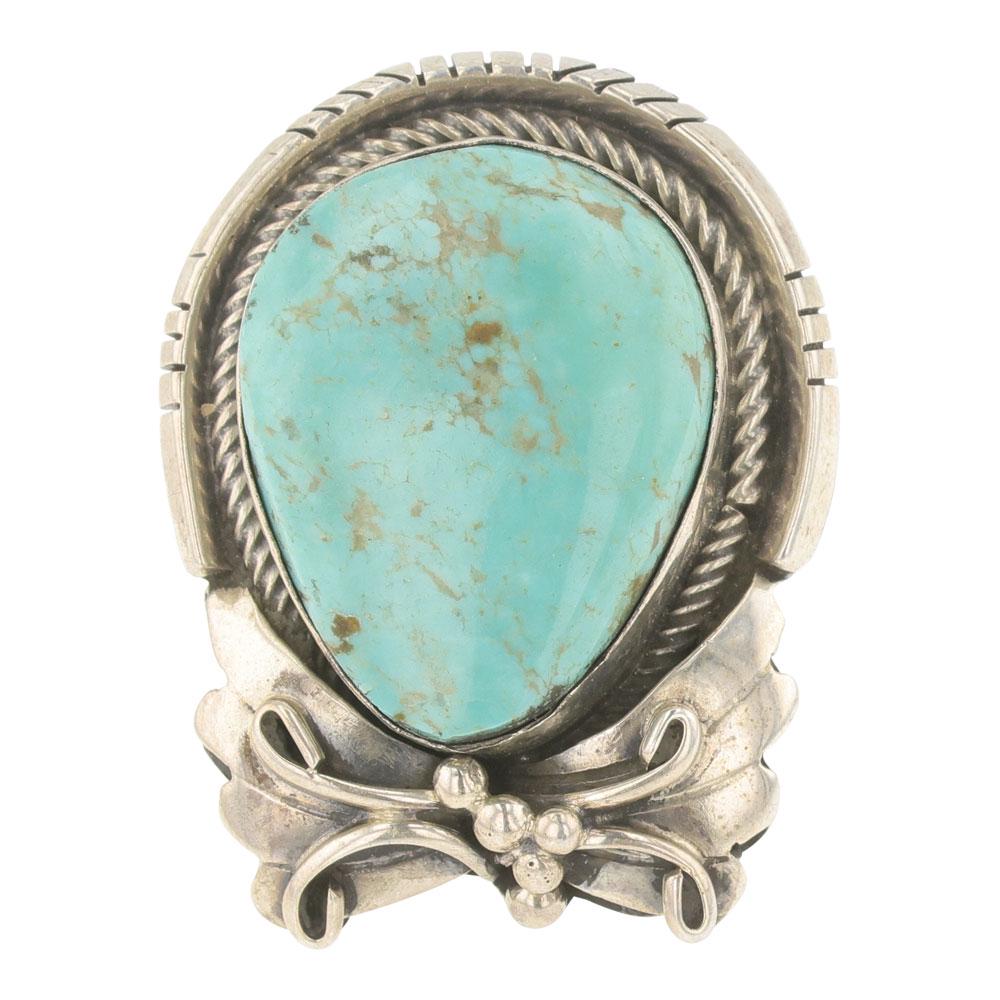 Navajo Nevada Turquoise Leaf work Ring (1 of 3)