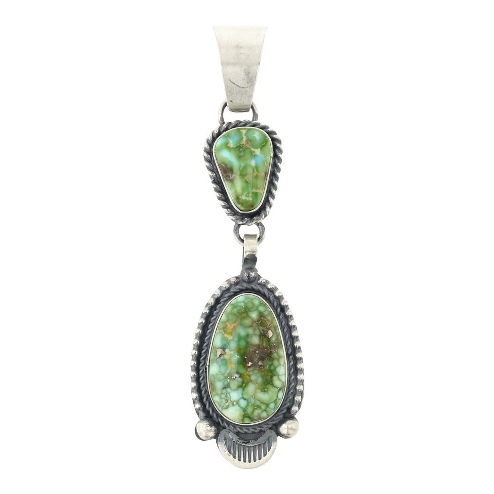 Marry Ellen Sonoran Gold Turquoise Pendant: Sterling Silver | Genuine Sonoran Gold Turquoise | Marry Ellen Sonoran Gold Turquoise Pendant | Navajo Native American Southwest Indian Jewelry | Approximate Weight: 12 Grams | Dimensions: Pendant: .7