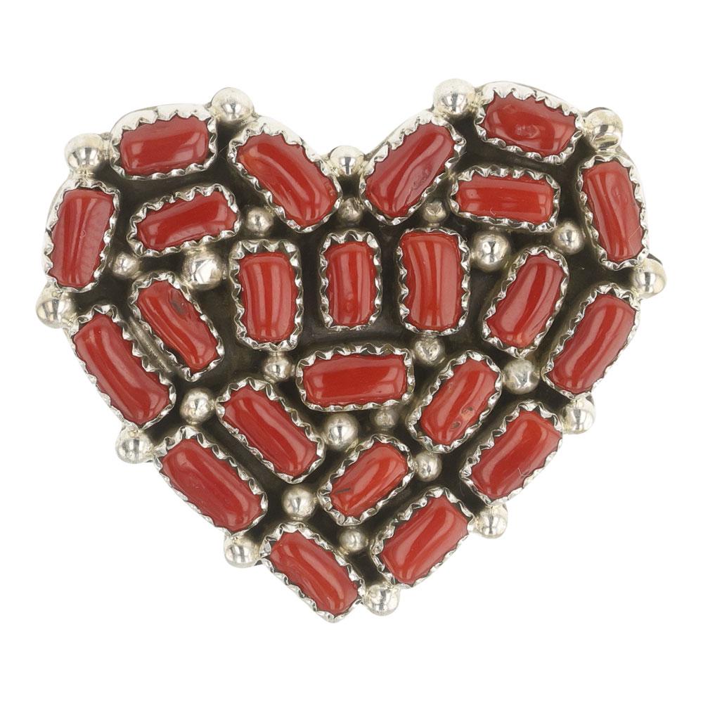 Navajo Mediterranean Coral Freeform Heart Shaped Ring: Sterling Silver | Genuine Mediterranean Coral | Navajo Mediterranean Coral Freeform Heart Shaped Ring | Navajo Native American Southwest Indian Jewelry | Approximate Weight: 15 Grams | Dimensions: Rin