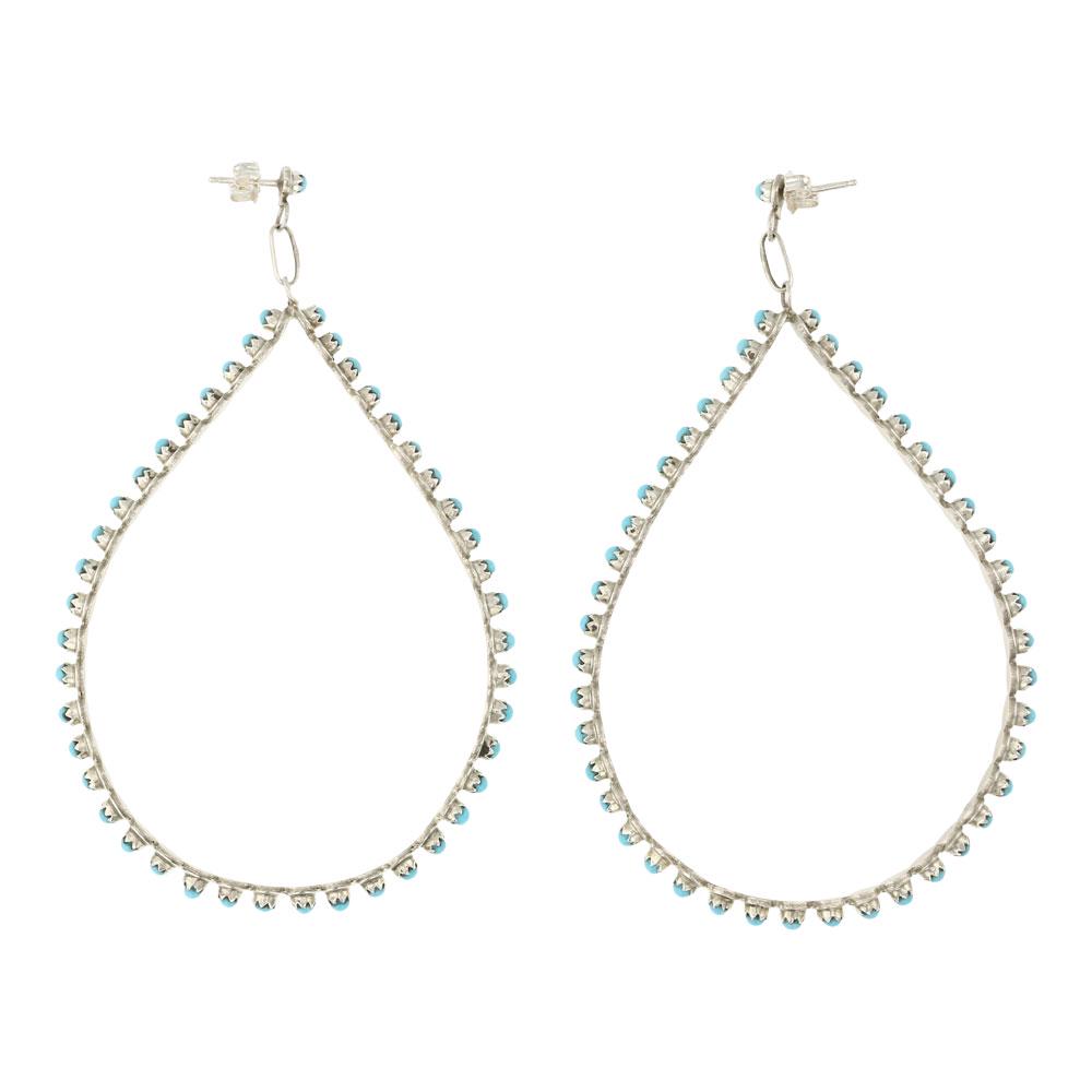 Zuni Needlepoint Turquoise Hoop Earrings (1 of 3)