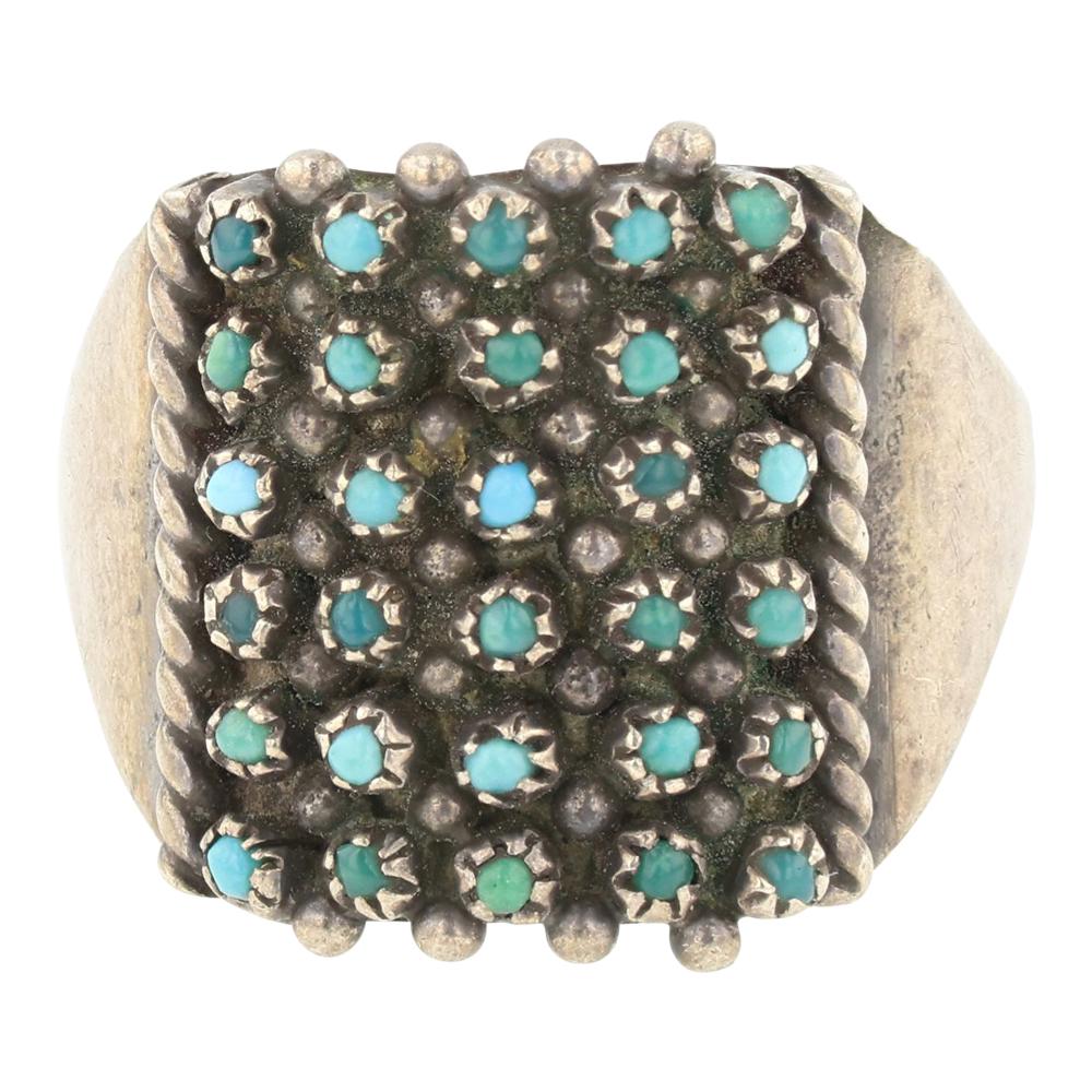 Vintage Zuni Turquoise Six Row Petit Point Ring (1 of 3)