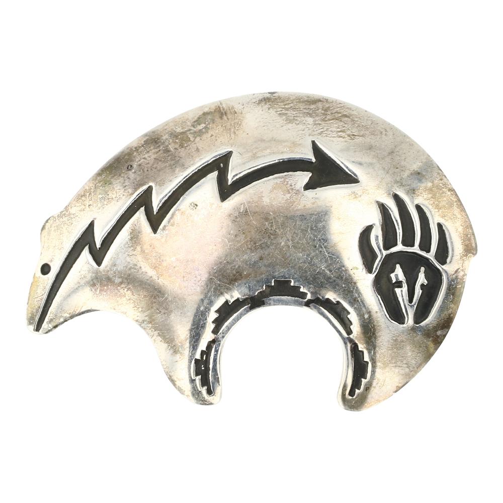 Vintage Navajo Plain Silver Bear Pin (1 of 2)