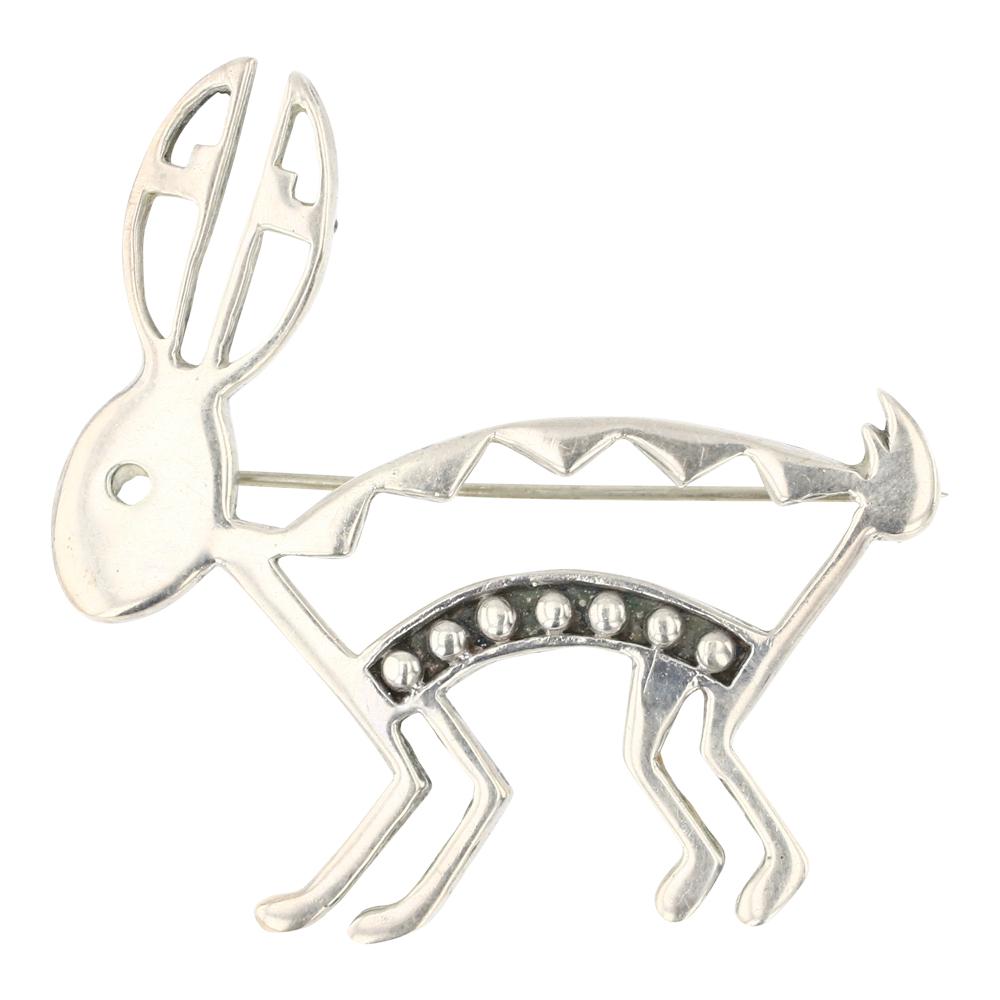 Navajo Cast Plain Silver Jackrabbit Pin (1 of 2)