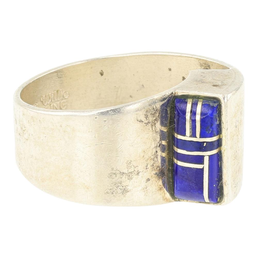 Navajo Lapis Inlay Contemporary Ring (1 of 3)