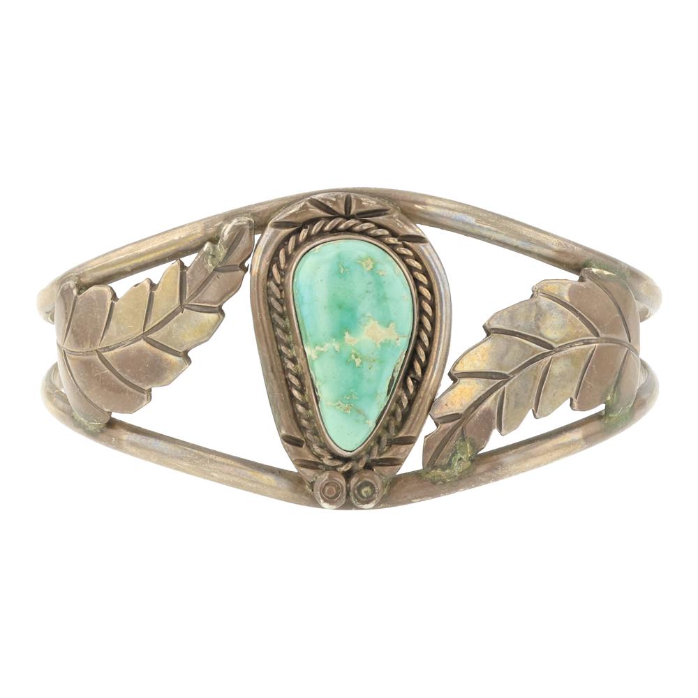 Vintage Navajo Nevada Turquoise Cuff Bracelet: Sterling Silver | Genuine Nevada Turquoise | Vintage Navajo Nevada Turquoise Cuff Bracelet | Navajo Native American Southwest Indian Jewelry | Approximate Weight: 17 Grams | Dimensions: Bracelet: 5" i
