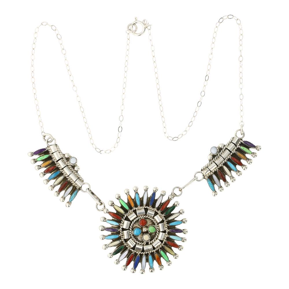 Navajo Block Cluster Needlepoint Necklace (1 of 3)