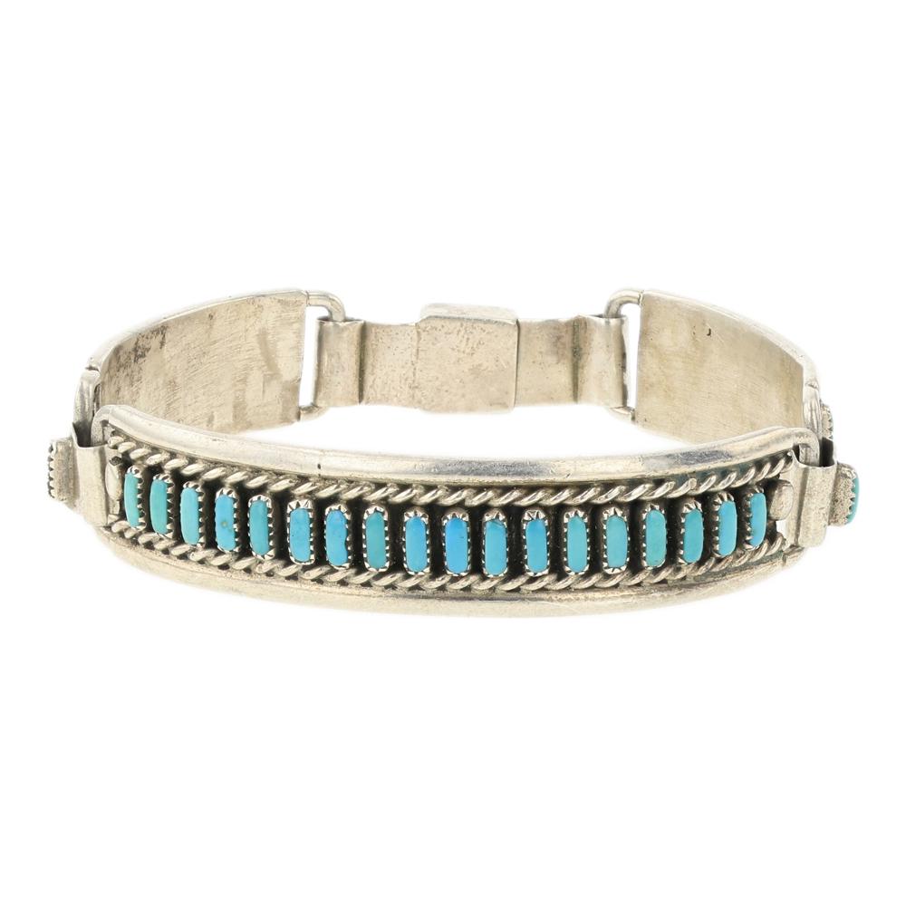 Zuni Turquoise Needlepoint Link Bracelet (1 of 5)