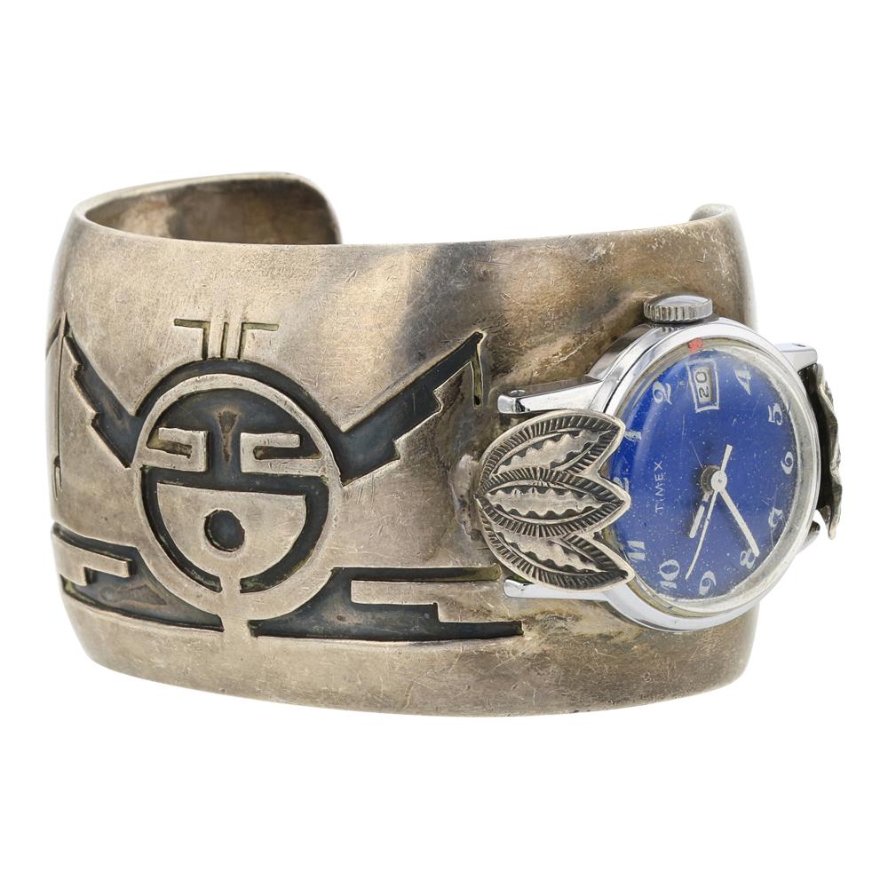 Old Pawn Plain Silver Watch Bracelet (1 of 3)