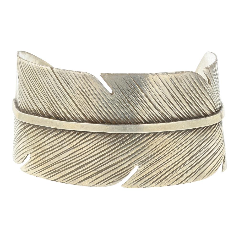 Ray Paula Navajo Plain Silver Feather Cuff Bracelet (1 of 3)