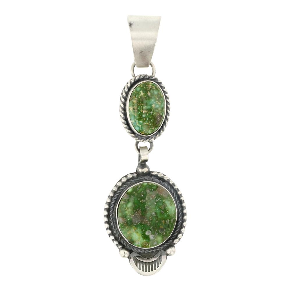 Marry Ellen Sonoran Gold Turquoise Pendant: Sterling Silver | Genuine Sonoran Gold Turquoise | Marry Ellen Sonoran Gold Turquoise Pendant | Navajo Native American Southwest Indian Jewelry | Approximate Weight: 14 Grams | Dimensions: Pendant: 1"