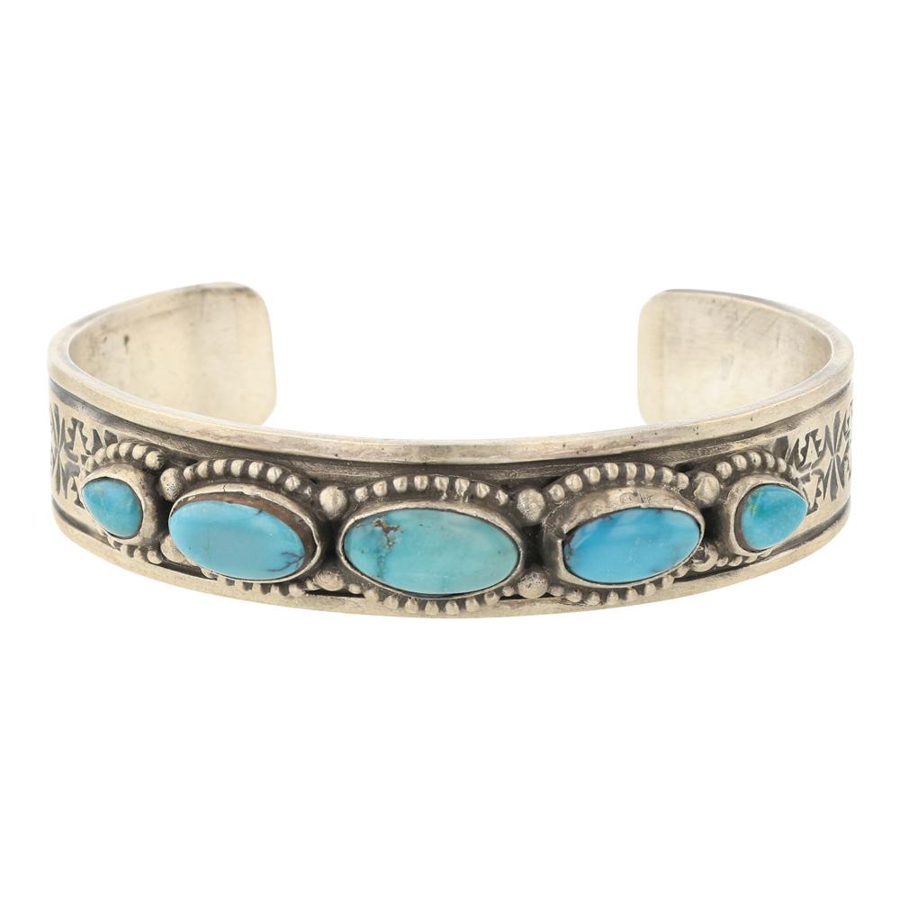 Tricia Smith Navajo Blue Gem Turquoise Cuff Bracelet (1 of 4)