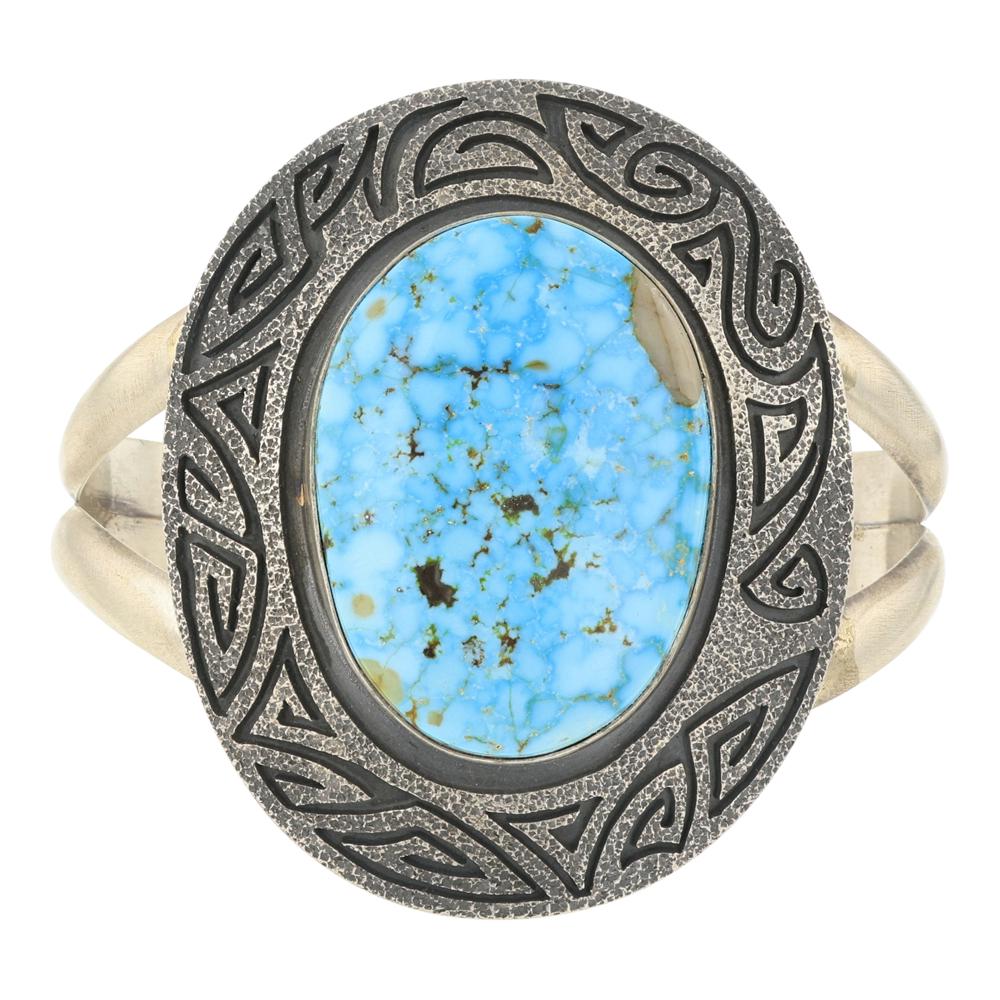 Daniel Benally Water web Kingman Turquoise Cuff Bracelet (1 of 2)