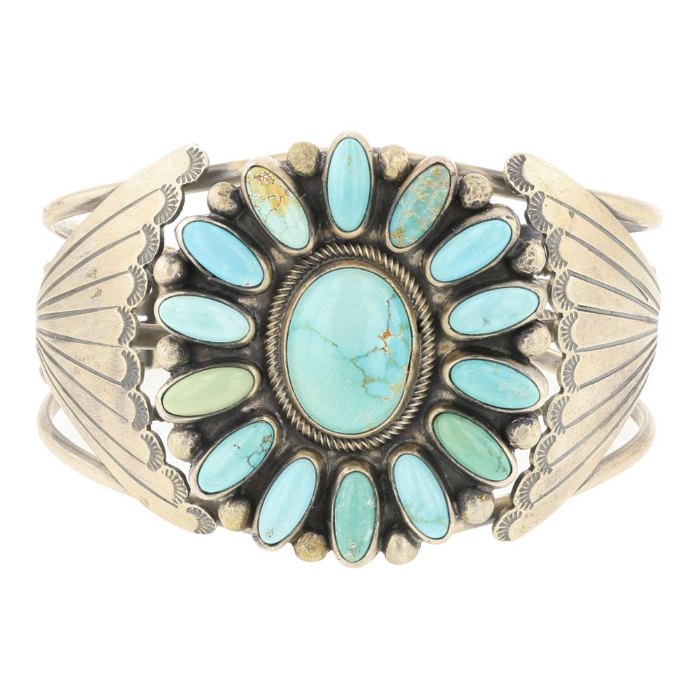 Benny Ramone Navajo Nevada Turquoise Cluster Cuff Bracelet (1 of 3)