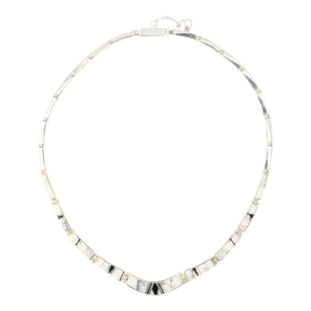 Touch of Santa Fe Southwest Shop Navajo inlay Howlite & Acoma Jet Black & White Necklace (1 of 3)