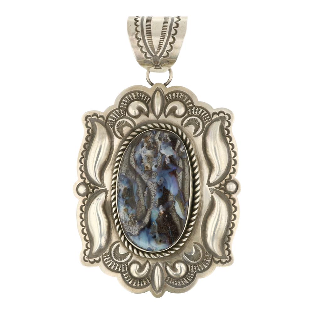 Arnold Blackgoat Navajo Boulder Opal Bump out Large Statement Pendant (1 of 2)