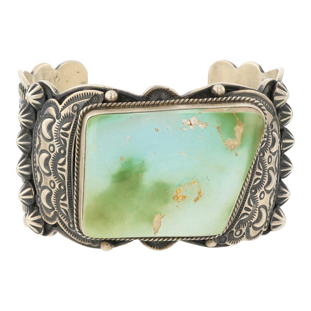 Darryl Becenti Royston Turquoise Freeform Large Stamp Cuff Bracelet (1 of 3)