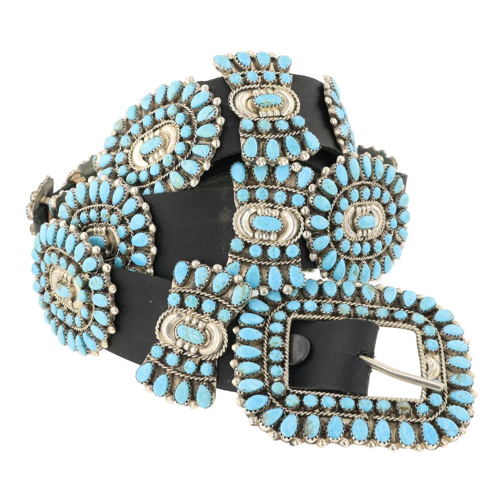 Victor Moses Begay Kingman Turquoise Cluster Concho Belt (1 of 3)