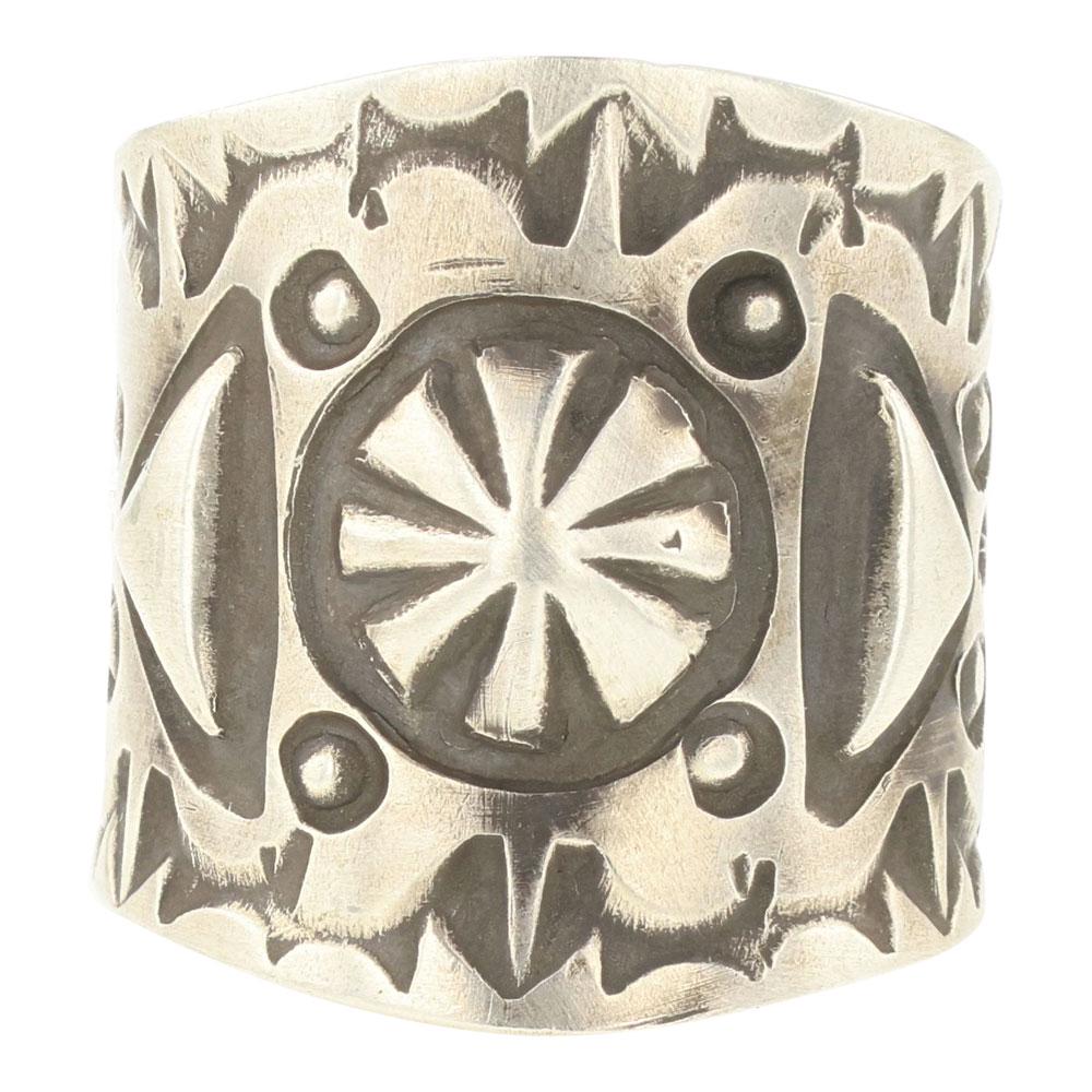 Ronnie Willie Navajo Plain Silver Bump Out Ring: Sterling Silver | | Ronnie Willie Navajo Plain Silver Bump Out Ring | Navajo Native American Southwest American Indian Jewelry | Approximate Weight: 13 Grams | Dimensions: Ring: 8.5 size, 1" face widt