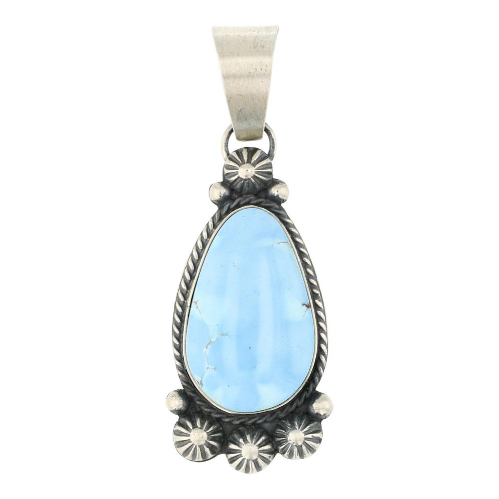Marry Ellen Navajo Golden Hill Turquoise Pendant: Sterling Silver | Genuine Golden Hill Turquoise | Marry Ellen Navajo Golden Hill Turquoise Pendant | Navajo Native American Southwest American Indian Jewelry | Approximate Weight: 12 Grams | Dimension