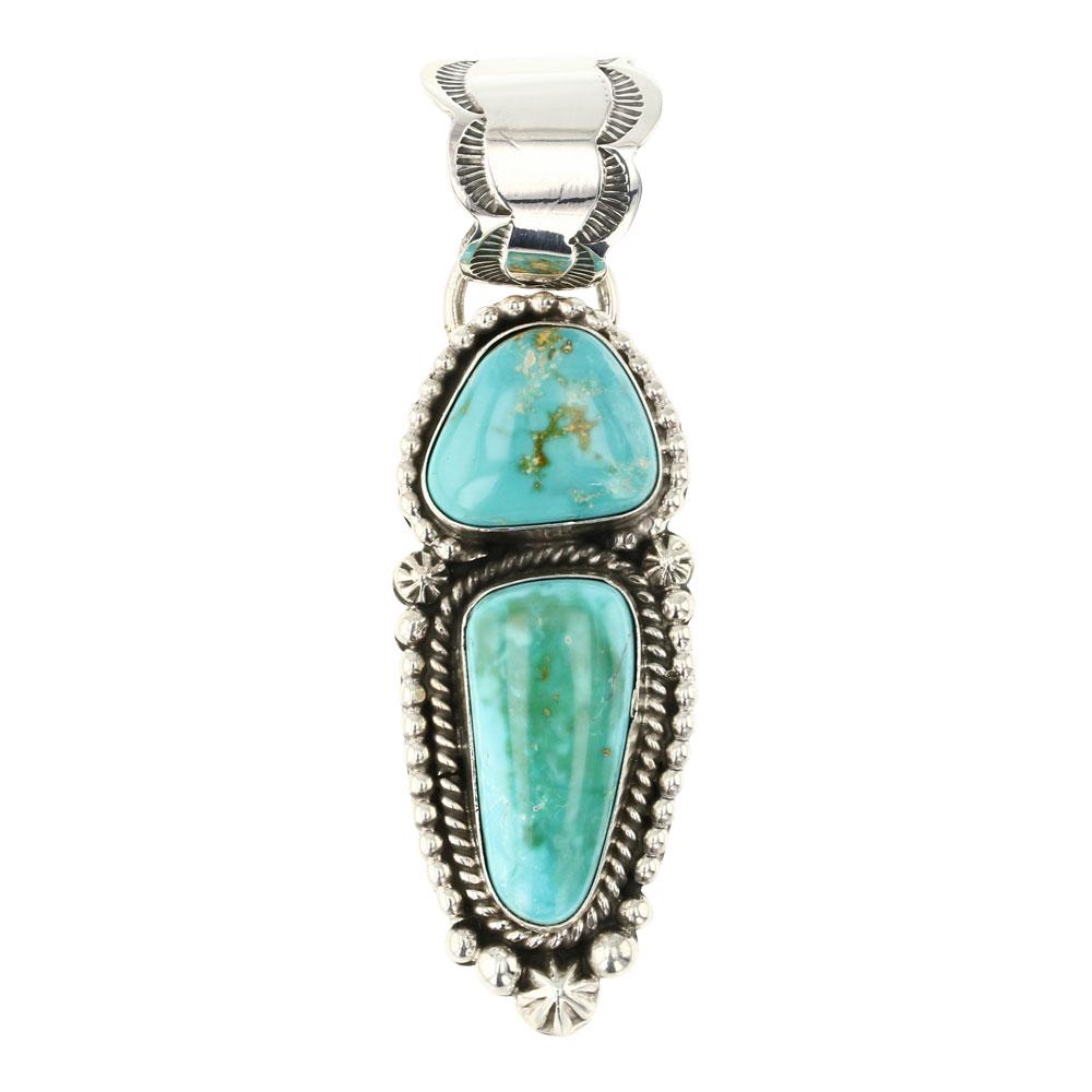 Eula Wylie Navajo Royston Turquoise Pendant: Sterling Silver | Genuine Royston Turquoise | Eula Wylie Navajo Royston Turquoise Pendant | Navajo Native American Southwest American Indian Jewelry | Approximate Weight: 25 Grams | Dimensions: Pendan