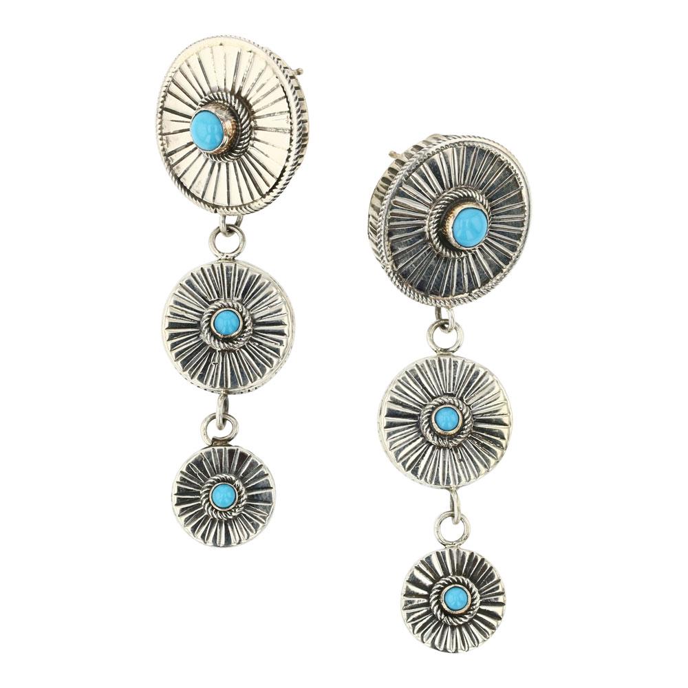 Navajo Sleeping Beauty Turquoise Contemporary Graduated Earrings (1 of 2)