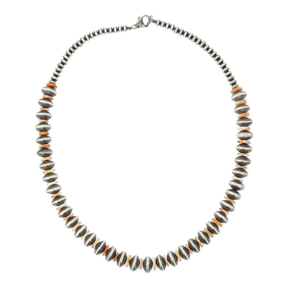 Oxidized Graduated Roundel Beads & Spiny Oyster Shell Necklace (1 of 3)
