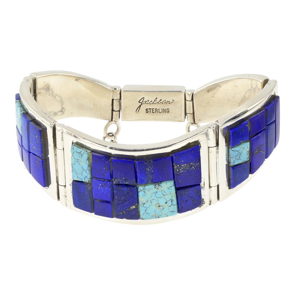 Tommy Jackson Vintage Lapis & Turquoise Inlay Link Bracelet (1 of 4)