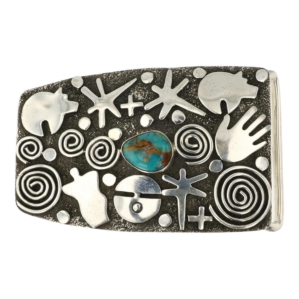 Alex Sanchez Blue Ridge Turquoise Petroglyphs Blet Buckle (1 of 2)