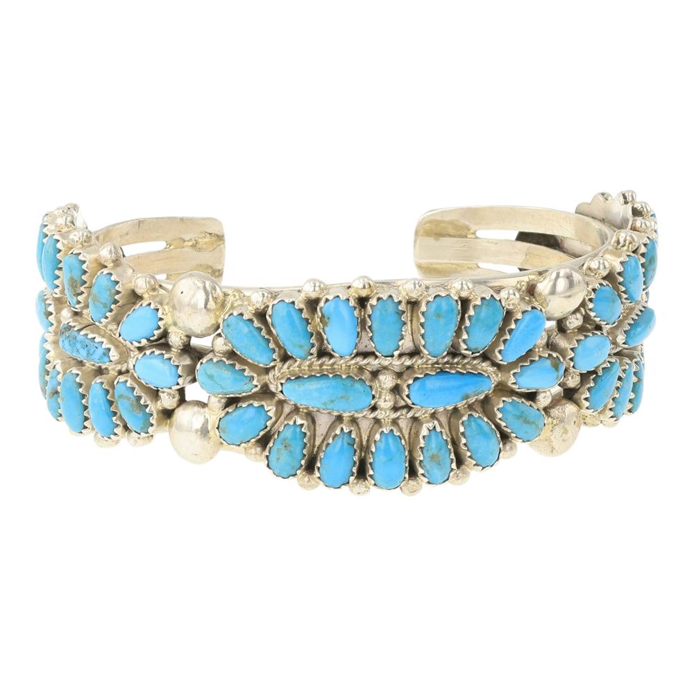 Navajo Kingman Turquoise Cluster Bracelet (1 of 4)