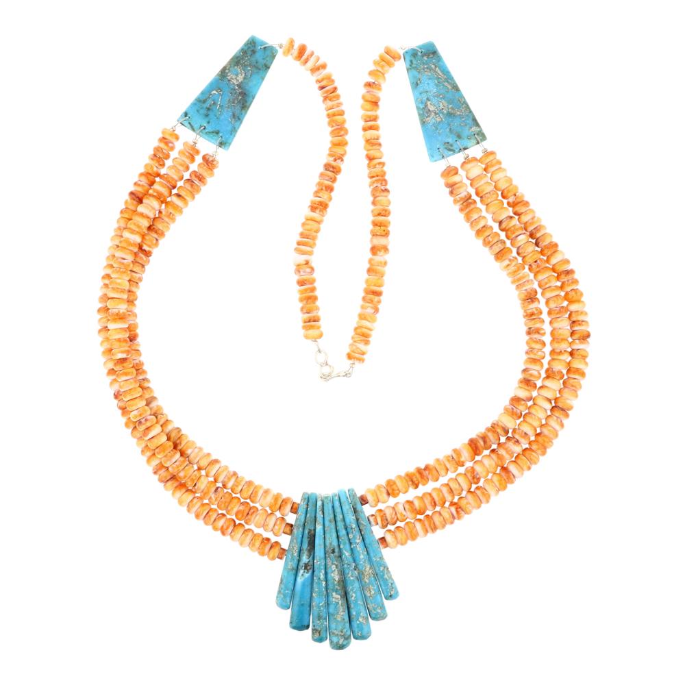 Santa Domingo Pueblo Turquoise & Spiny Oyster Necklace (1 of 3)