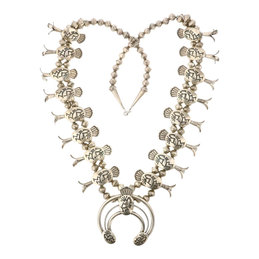Vintage Hopi Plain Silver Kokopelli Squash Blossom Necklace (1 of 3)