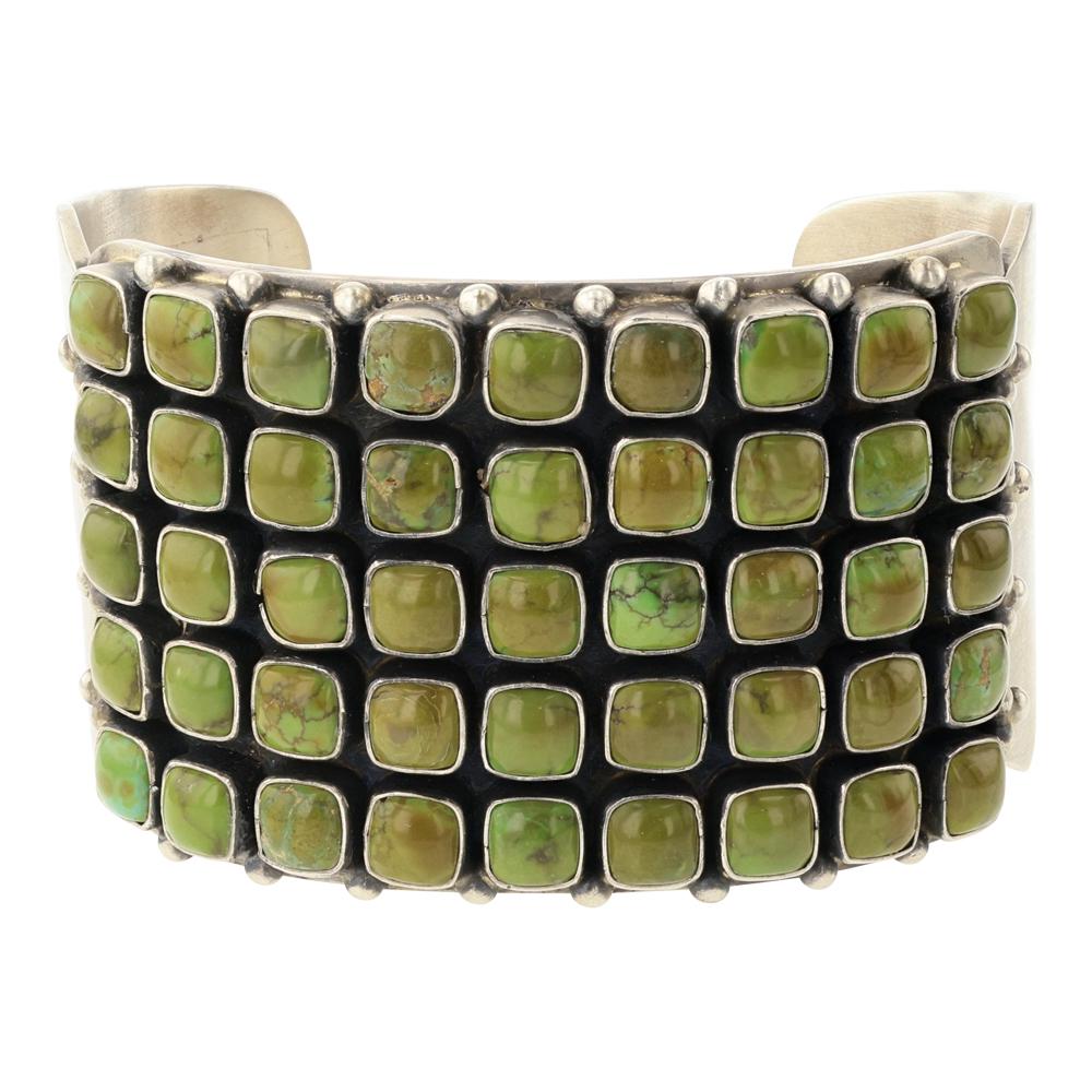 Paul Livingston Royston Turquoise Five Square Row Cuff Bracelet (1 of 3)